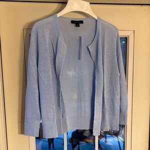 Ann Taylor Light Blue Linen Blend Buttonless Women's Cardigan